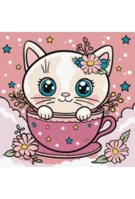 Malowanie po numerach - Kwiatowa filiżanka Kids 25x25cm