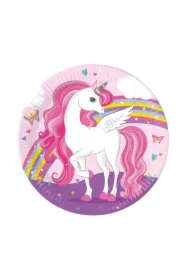 Talerzyki papierowe Unicorn Rainbow 23cm