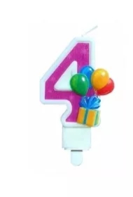 Świeczka urodzinowa 4 z balonami