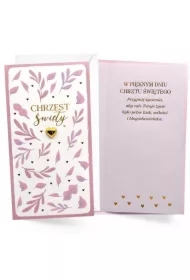 Karnet Chrzest różowy