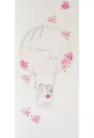 Karnet Ślub DL S15 - Różowy balon