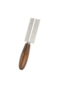 Grzebień dwustronny, dla zwierząt, z metalową nasadą, drewno bukowe, 38/65 pinów, wym.4 x 18, 8cm