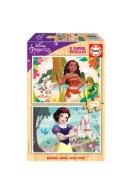 Puzzle drewniane 2x50 el. Vaiana Królewna Śnieżka