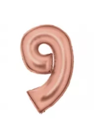 Balon foliowy cyfra 9 satynowa różowe złoto