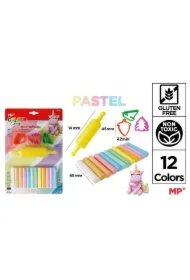 Plastelina 12 kolorów pastel + foremki i wałek