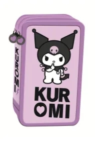 Piórnik szkolny potrójny z wyposażeniem Kuromi Violet