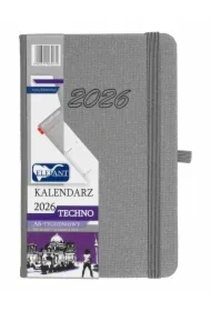 Kalendarz 2026 A6 tygodniowy Techno szary