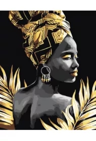 Malowanie po numerach + złota farba - Złoty duch..