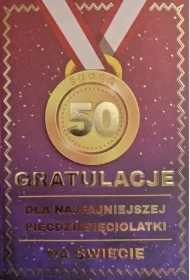 Karnet Urodziny 50 medal damskie