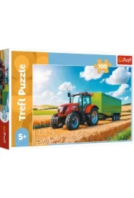 Puzzle 100 el. Traktor z przyczepą