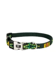 Obroża dla psa, zielona, wzór etniczny, taśma polipropylenowa, 16mm/30-47cm