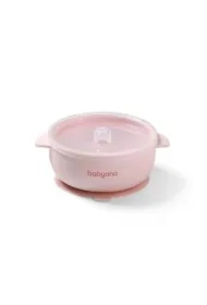 Silikonowa miseczka z przyssawką i przykrywką różowy