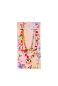 Podwójny naszyjnik łańcuszek i grube koraliki z zawieszką Syta