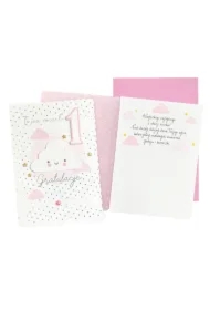 Karnet B6 Urodziny Roczek (chmurka różowa)