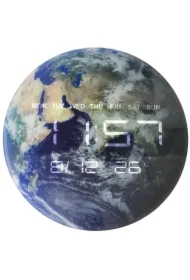 Zegar ścienny planeta ziemia z wyświetlaczem LED 32 cm niebieski