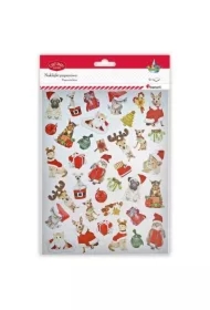 Naklejki papierowe świątecznie psy i koty 72 szt