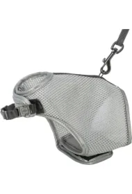 Miękkie szelki, dla kota, szare, 24&ndash;42 cm, 1.20 m, ze smyczą