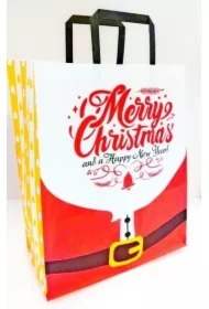 Torebka biała KRAFT 320x380x150 Święta Mikołaj