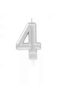 Świeczka cyferka 4 Sparkling Celebrations srebrna