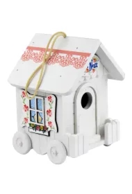 Lęgówka dla ptaków, biała, drewniana, 16 x 17 x 22, 5cm