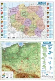 Mapa Polski A2 dwustronna fizyczno-administracyjna