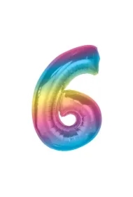 Balon foliowy cyfra 6 tęczowa Smart