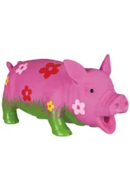 Zabawka lateksowa prosiak w kwiaty, naturalny głos 20 cm
