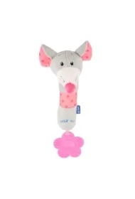 Grzechotka pluszowa z piszczkiem Myszka szara