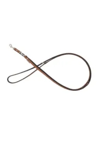 Smycz regulowana skórzana dla psa, koniak/czarny, XS-S, 12mm/200cm