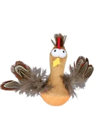 Zabawka kurczak z piórami i z dźwiękiem, 10 cm