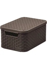 Curver koszyk S z pokrywą ciemny brąz