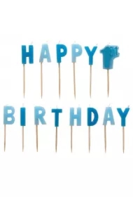Zestaw świeczek "happy 1st birthday" boy