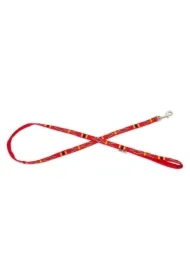 Smycz dla psa, czerwona, wzór etniczny, taśma polipropylenowa, 25mm/120cm