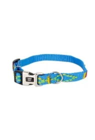 Obroża dla psa, wzór etniczny, taśma polipropylenowa, 10mm/18-30cm błękitna