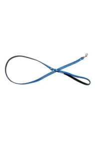Smycz skórzana dla psa, niebieski/czarny, M-L, 20mm/120cm