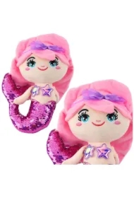 Syrenka pluszowa z ogonem w cekiny różowa 28cm