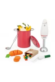Zestaw do gotowania zupy z drewnianym blenderem i akcesoriami 3+
