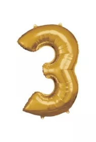 Balon foliowy cyfra 3 złota