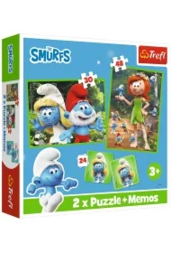 Puzzle + Memos 2w1 (24+30+48 el.) Wesołe zabawy Smerfów