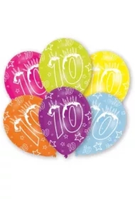 Balony lateksowe z cyfrą 10 nadruk 27,5cm