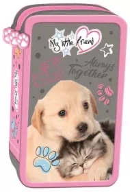 Piórnik potrójny z wyposażeniem Cat & Dog