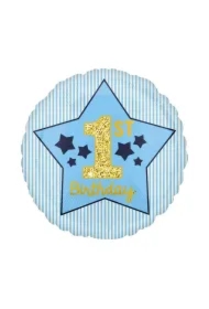 Balon foliowy 1st Birthday niebieski 48cm