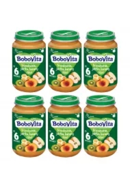 Deserek Brzoskwinie jabłka banany i kiwi po 6 miesiącu zestaw