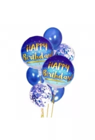 Balony Happy Birthday niebieski