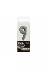 Świeczka na tort cyfra 9 brokatowa