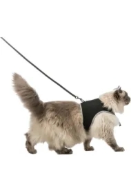 Szelki dla kota ze smyczą, XXl, 36&ndash;54 cm, 1, 20 m, czarne