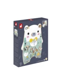 Duża drewniana tablica manipulacyjna 20 aktywności Miś Pure 18 m+