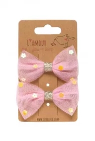 Zestaw klipsów z kokardami i cekinami