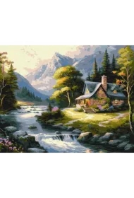 Malowanie po numerach - Dom w górach