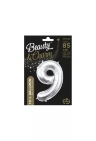Balon foliowy B&C cyfra 9 srebrna